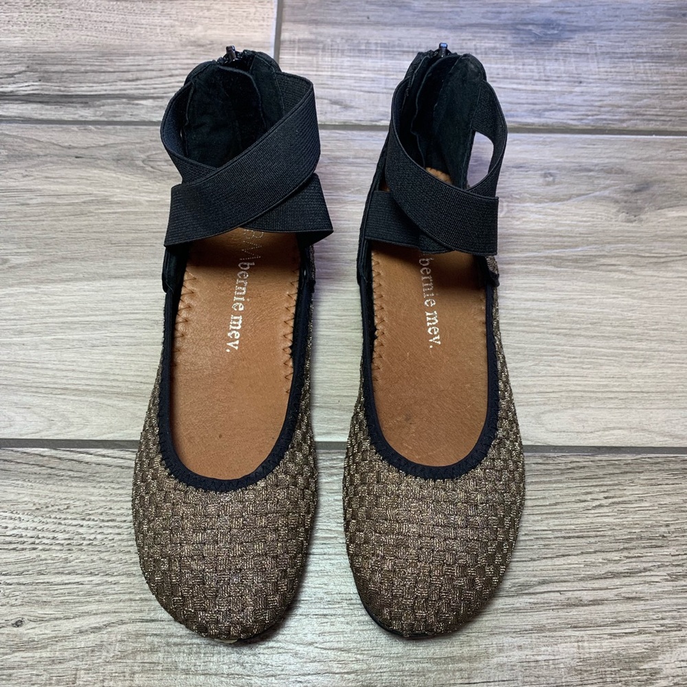 Bernie Mev bronze Ankle Strap ballet flats